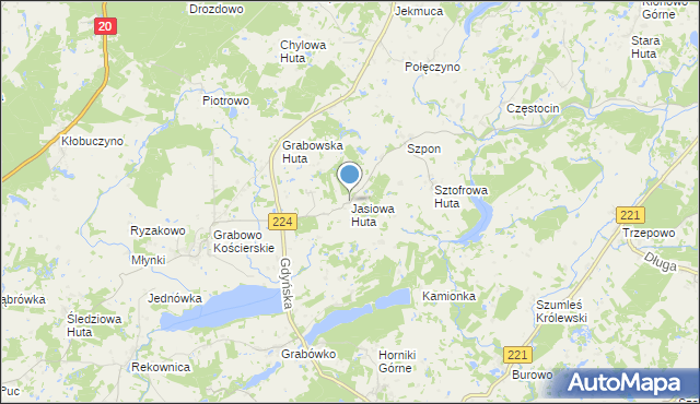 mapa Jasiowa Huta, Jasiowa Huta na mapie Targeo